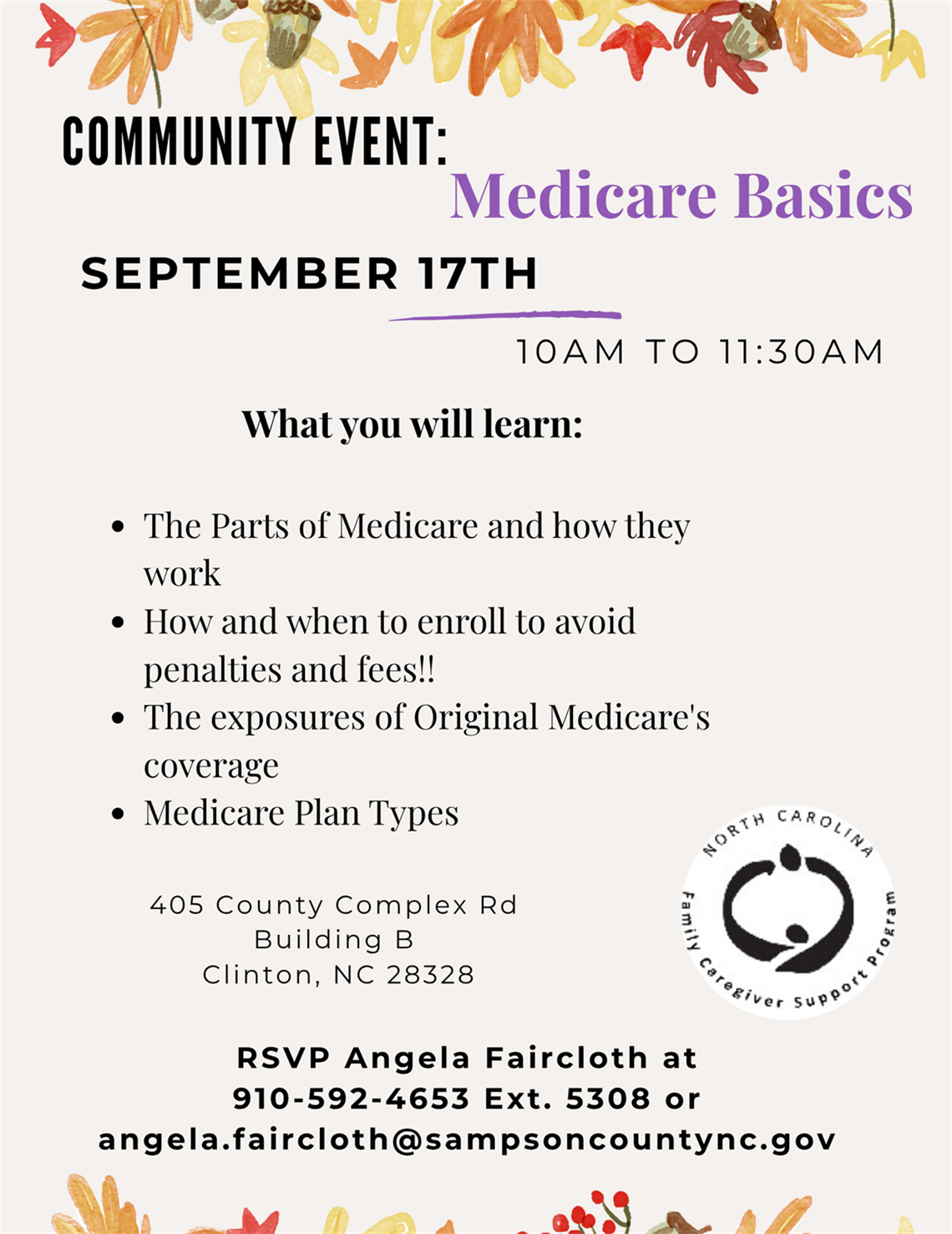 Sampson Co Dept of Aging Medicare Basics 9 17 25.png