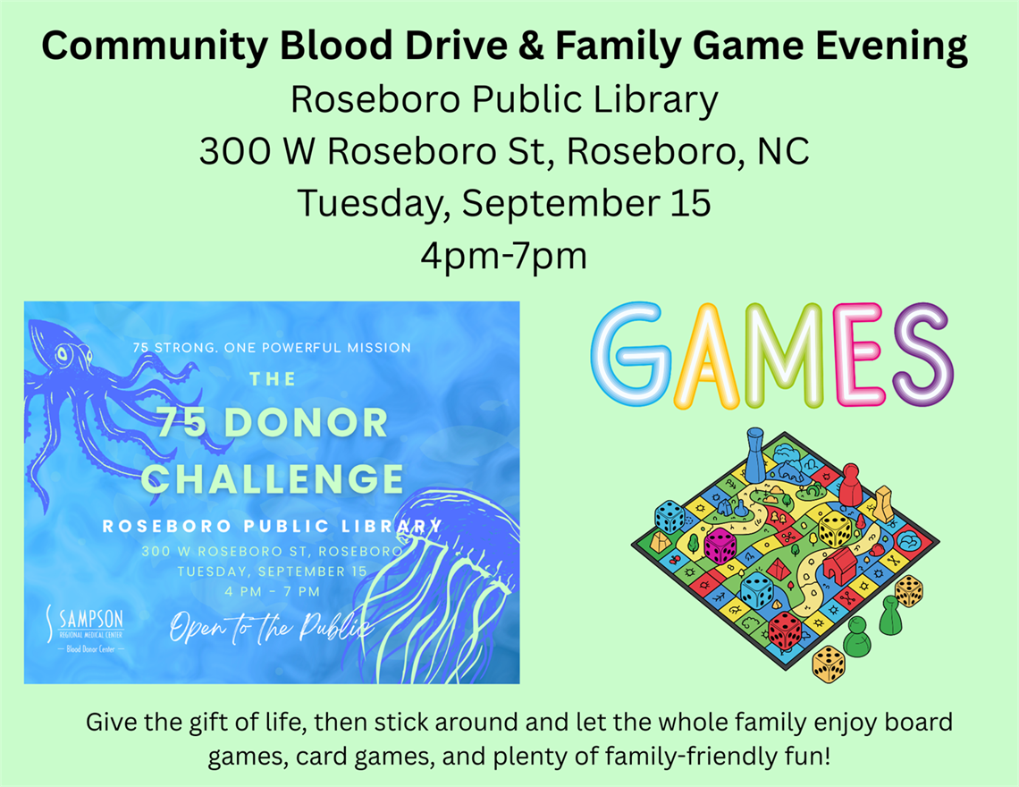 Blood Drive & Family Game Night Flyer Roseboro 2026.png
