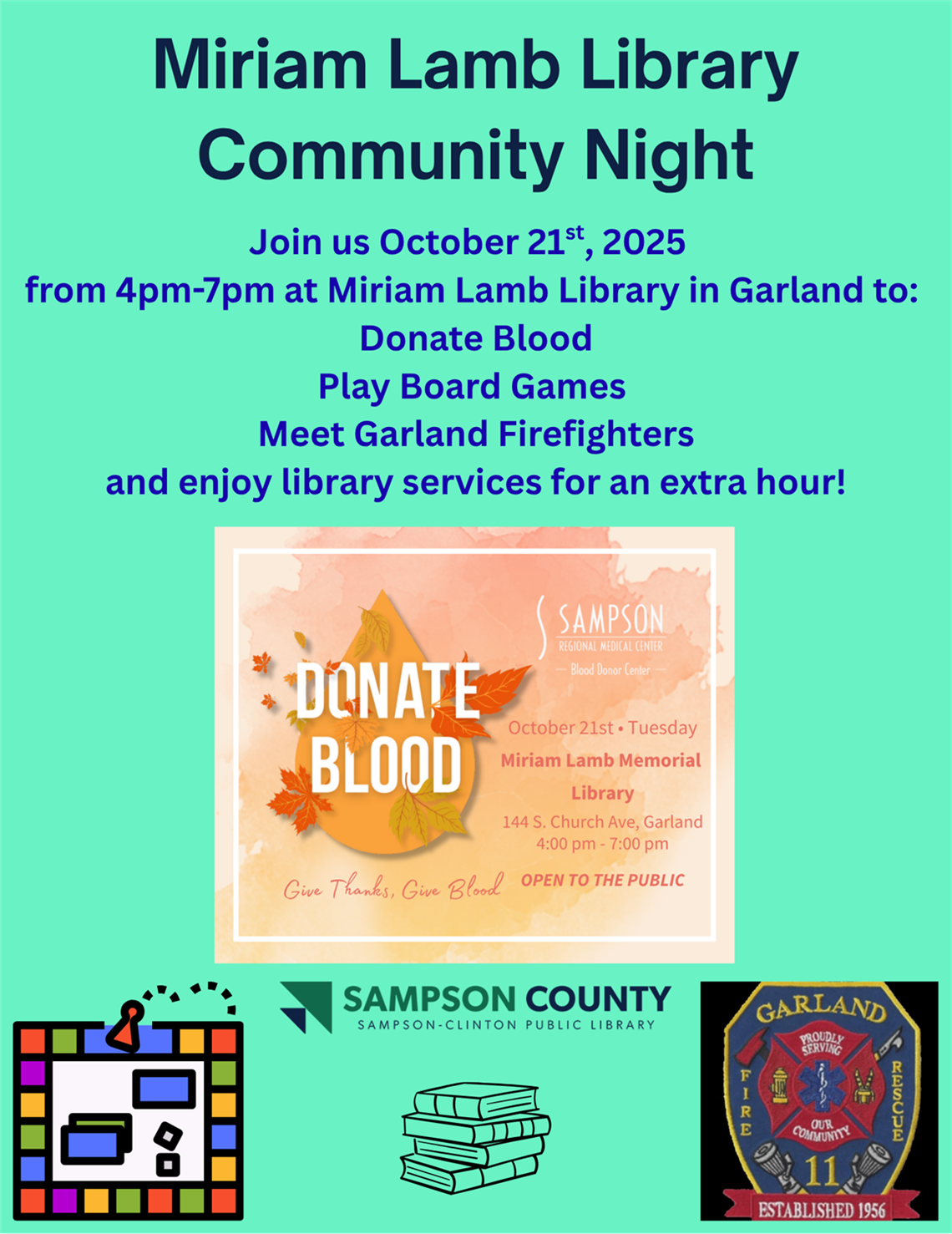 Garland Library Community Night flyer.png