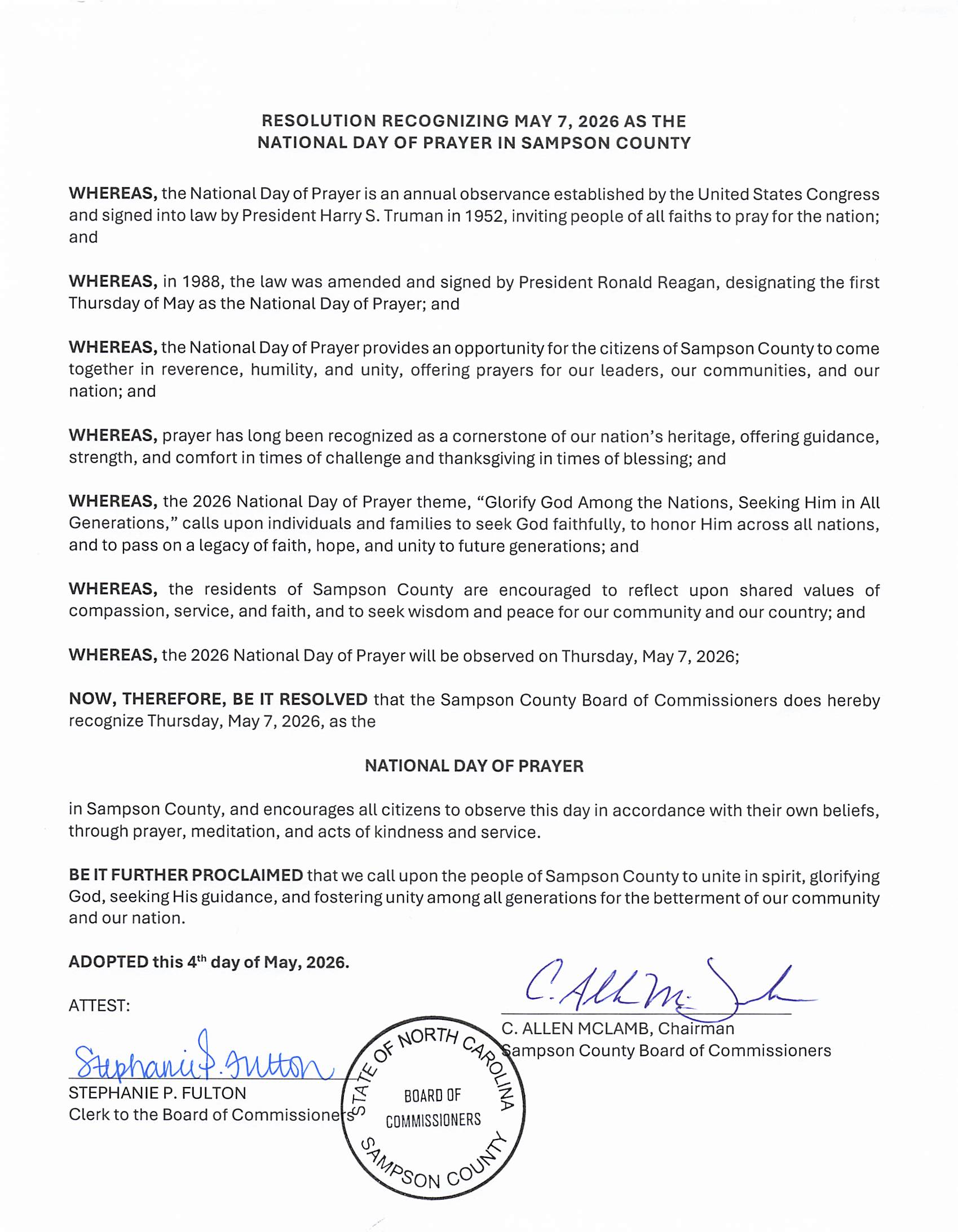2026 National Day of Prayer Resolution for Sampson County.jpg